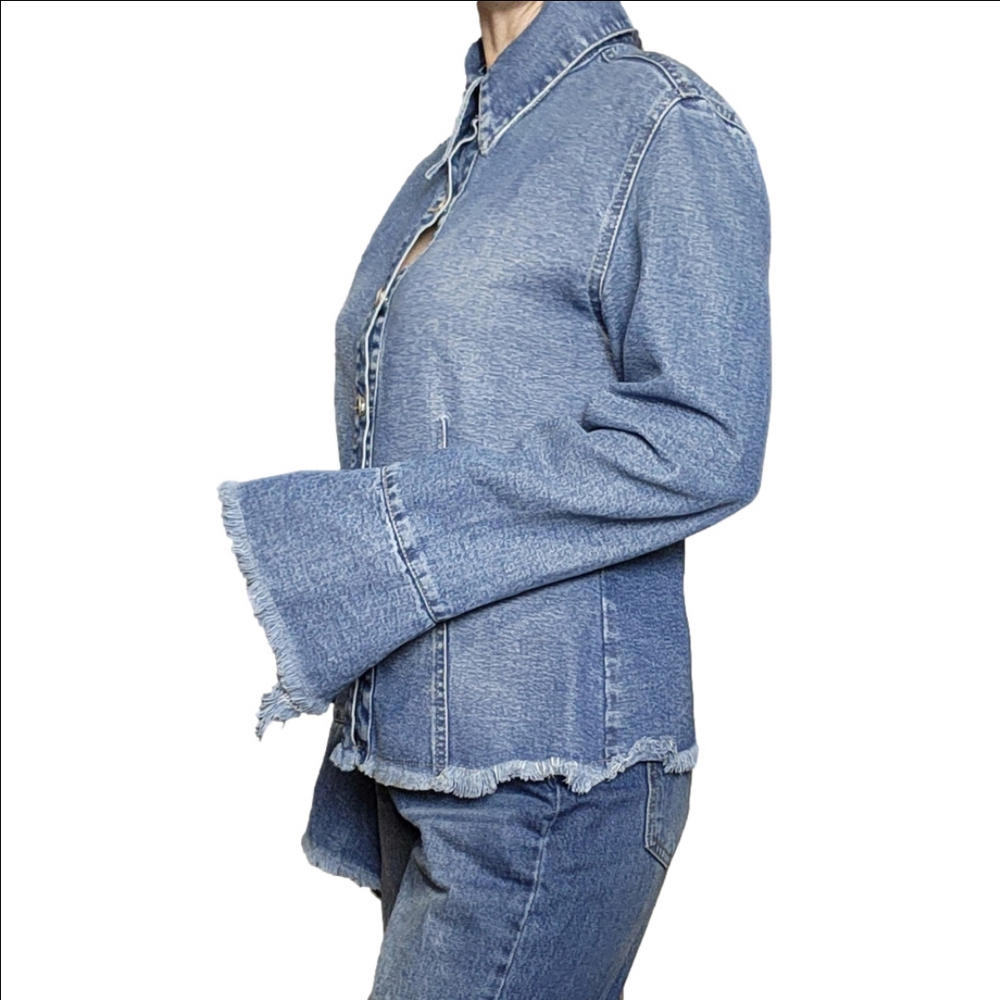 Shirt Jacket Denim Blue Vintage Collared fitted EVE BARE GI… - Picture 4 of 16